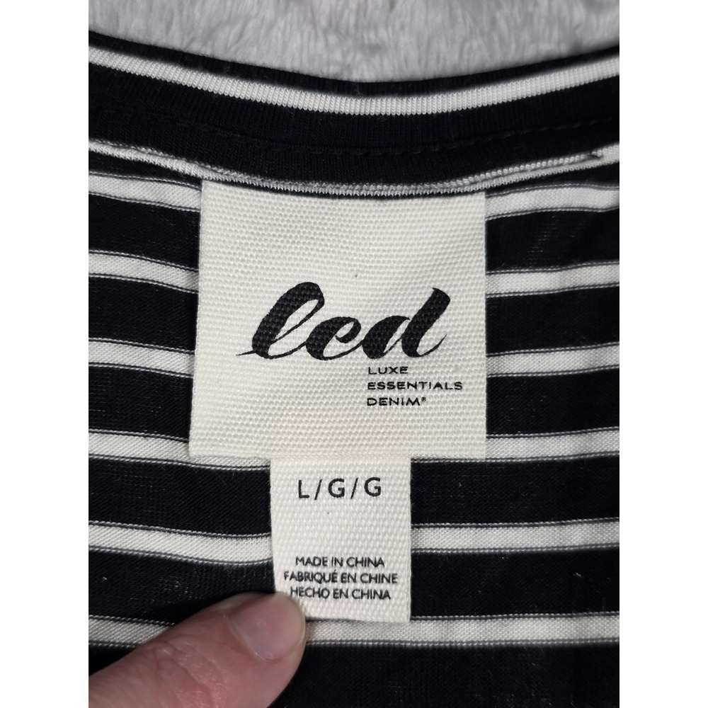 LED Luxe Essentials Denim  -‎ Stripe Shirt sz L - Picture 5 of 8